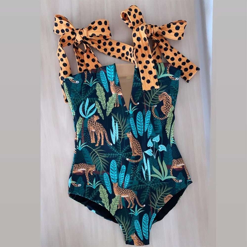 best 2022 New Sexy One Piece Swimsuit Shoulder Strappy Swimsuit Print Floral Swimwear Women Backless Bathing Suit Beach Wear Monokini 0 shop online at M2K Trends for