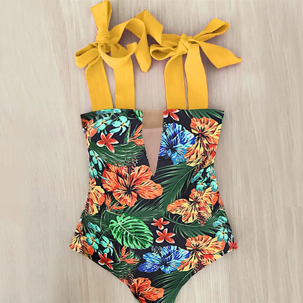 best 2022 New Sexy One Piece Swimsuit Shoulder Strappy Swimsuit Print Floral Swimwear Women Backless Bathing Suit Beach Wear Monokini 0 shop online at M2K Trends for