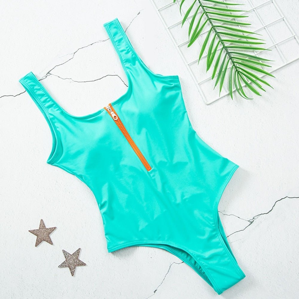 best Sexy Zipper One Piece Swimsuit Women Solid Swimwear Bodysuit Swimsuit Push Up Monokini Bathing Suit Summer Beachwear XL 0 shop online at M2K Trends for