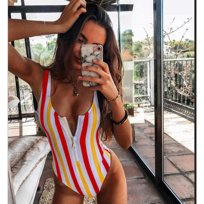 best Sexy Zipper One Piece Swimsuit Women Solid Swimwear Bodysuit Swimsuit Push Up Monokini Bathing Suit Summer Beachwear XL 0 shop online at M2K Trends for