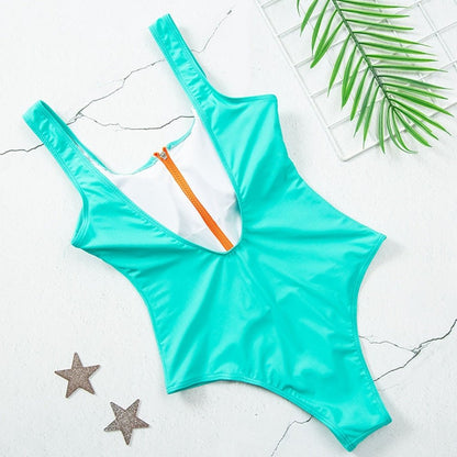 best Sexy Zipper One Piece Swimsuit Women Solid Swimwear Bodysuit Swimsuit Push Up Monokini Bathing Suit Summer Beachwear XL 0 shop online at M2K Trends for