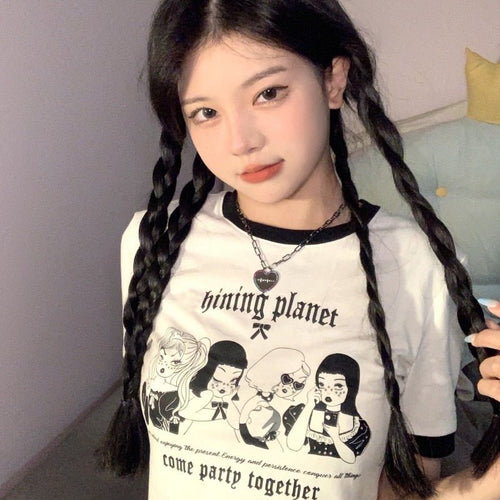 best 2022 New T Shirts Women Fashion Graphic Girl Print Harajuku Feamle T shirts Tight Sexy Short Sleeves Tops Tees Women Clothing 0 shop online at M2K Trends for
