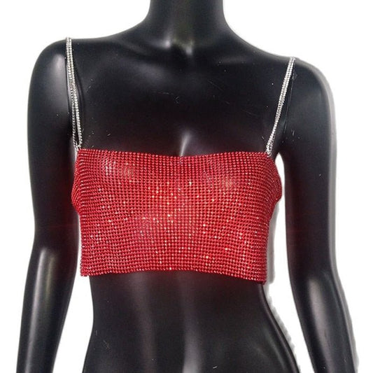 best Tank Top Glitter Metal Mesh Halter Metallic Strap Crop Tops Festival Party Sexy Women Outfits 0 shop online at M2K Trends for