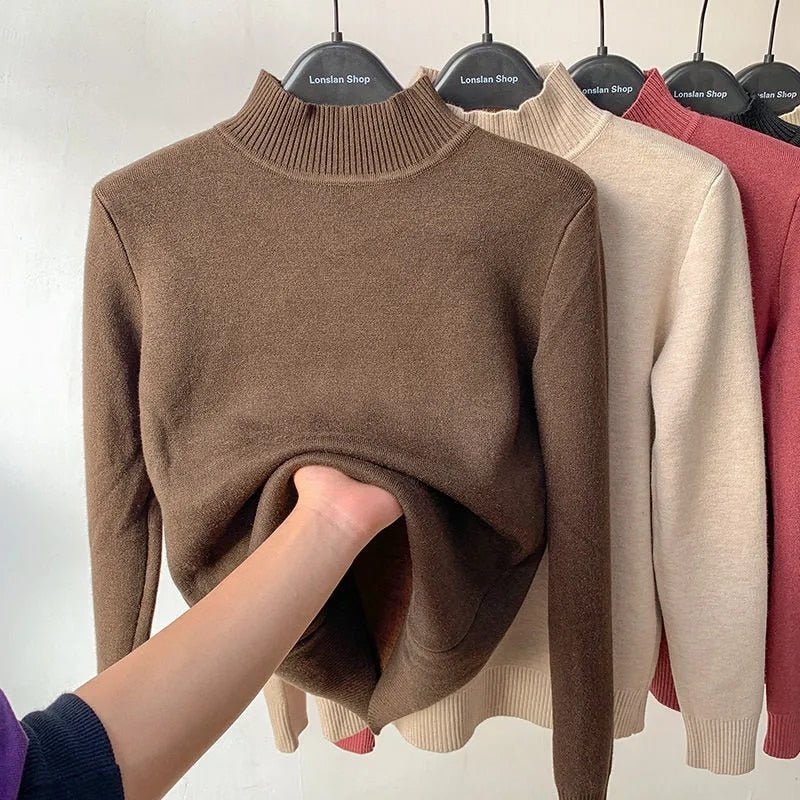 best Thick Velvet One-Piece Tops Wear Female Wool Mid-High Collar Warm Bottoming Shirt 0 shop online at M2K Trends for 2022 Winter Thermal Underwear Women's Thick Velvet One-Piece Tops Wear Female Wool Fleece Mid-High Collar Warm Bottoming Shirt