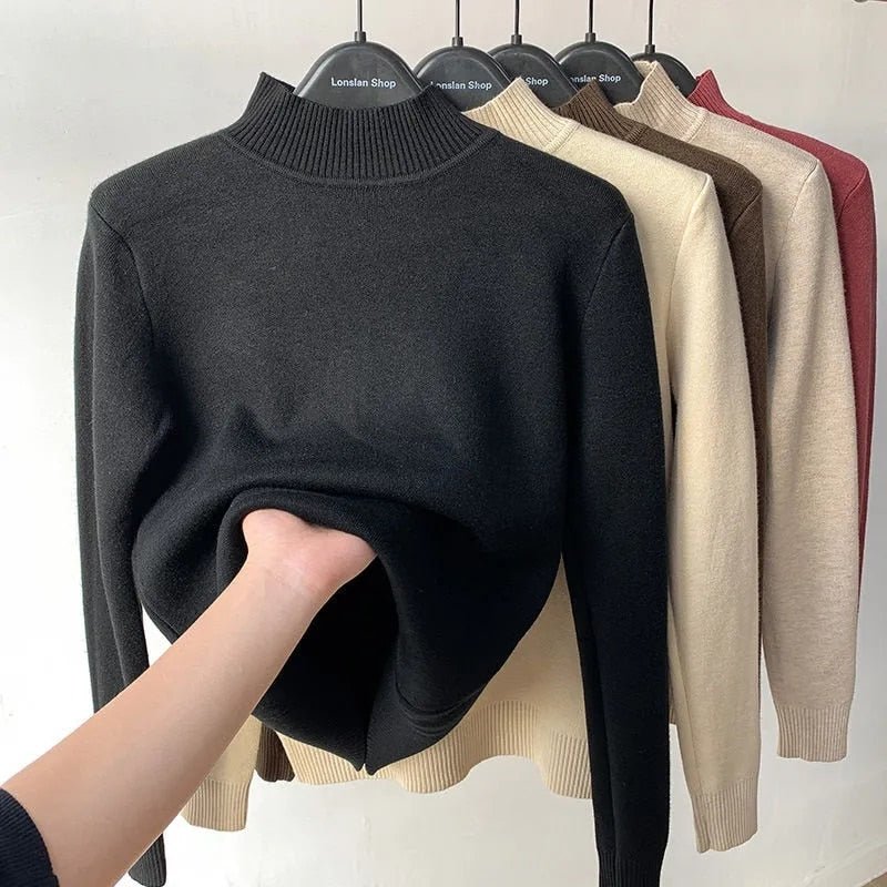 best Thick Velvet One-Piece Tops Wear Female Wool Mid-High Collar Warm Bottoming Shirt 0 shop online at M2K Trends for 2022 Winter Thermal Underwear Women's Thick Velvet One-Piece Tops Wear Female Wool Fleece Mid-High Collar Warm Bottoming Shirt