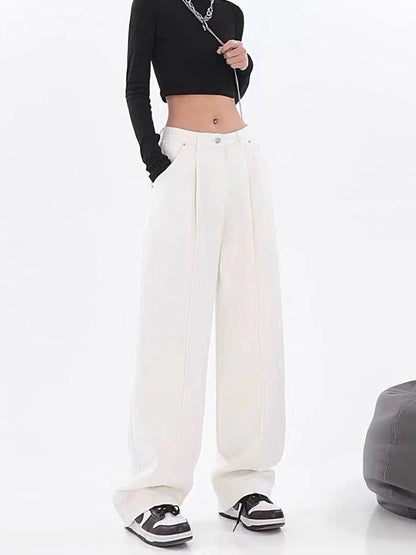 best Wide Leg Loose Casual Denim Cargo Pants Baggy Streetwear Long Trousers Tide 0 shop online at M2K Trends for