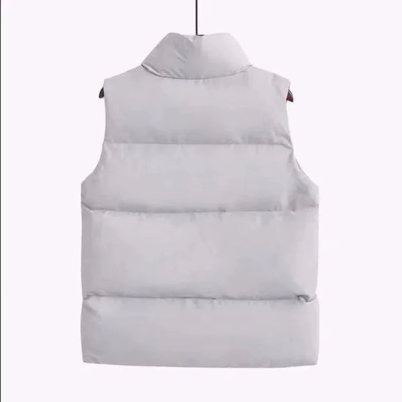 best 2023 Autumn Stand Collar Elegant Down Coats Warm Outerwear Casual Belt Sleeveless New Winter Women Fashion White Vests Jackets shop online at M2K Trends for