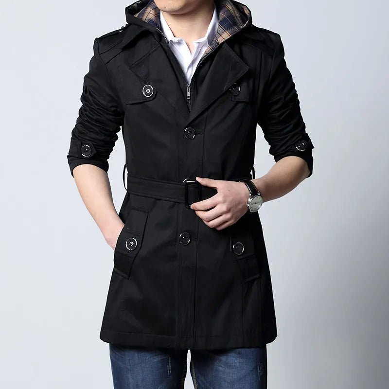 best 2023 Fashion outwear long coat men trench plus size 5XL male clothing slim fit black and khaki Free shipping Jackets shop online at M2K Trends for Cardigan Casual Mens Slim Sweatshirt Jacket