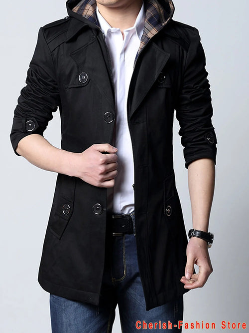 best 2023 Fashion outwear long coat men trench plus size 5XL male clothing slim fit black and khaki Free shipping Jackets shop online at M2K Trends for Cardigan Casual Mens Slim Sweatshirt Jacket