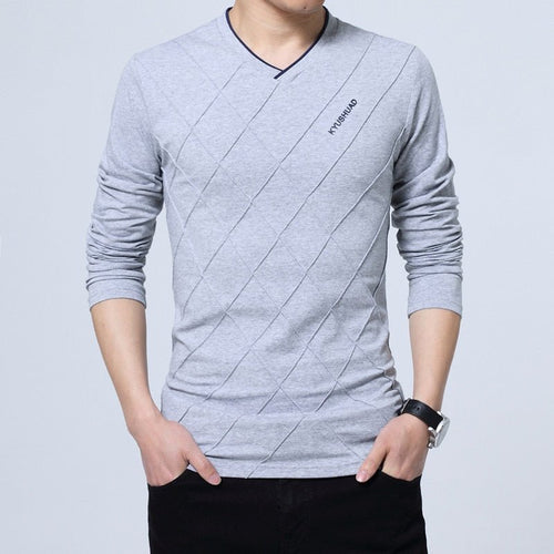 best 2023 Mens Casual T-shirt Fashion Slim Long Sleeve V Neck Fitness T-shirts Tops Homme Tshirt Boyfriend Gift Harajuku Streetwear 0 shop online at M2K Trends for
