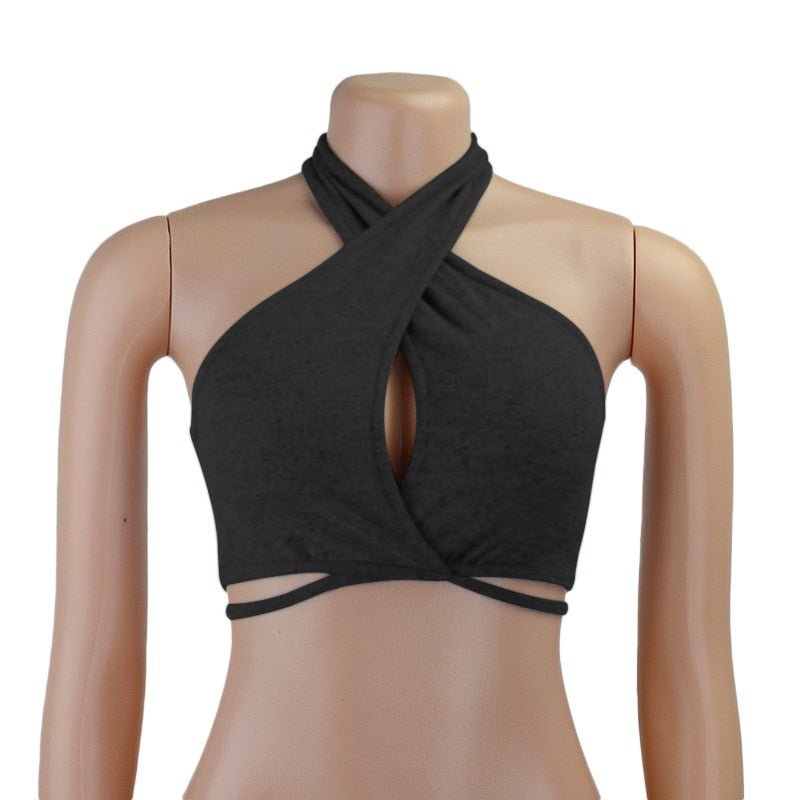 best 2023 New Women Sexy Cross Halter Tank Tops Y2K Fashion Off-the-shoulder Tie Up Crop Tops Club Party Wear Lady Backless Vest Tops 0 shop online at M2K Trends for