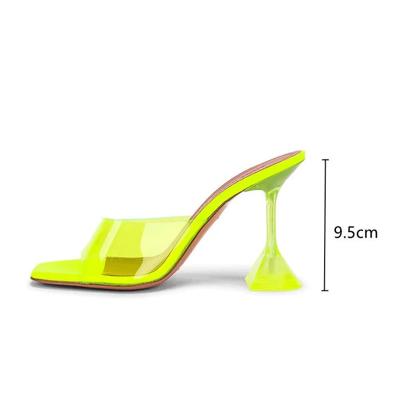 best 2023 Star style Transparent PVC Crystal Clear Heeled Women Slippers Fashion High heels Female Mules Slides Summer Sandals Shoes shop online at M2K Trends for