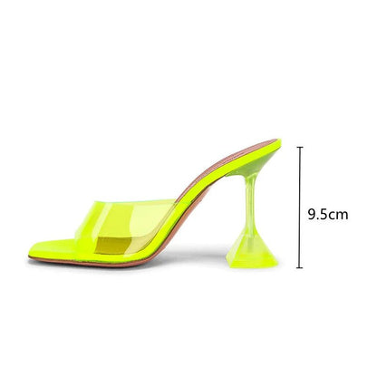 best 2023 Star style Transparent PVC Crystal Clear Heeled Women Slippers Fashion High heels Female Mules Slides Summer Sandals Shoes shop online at M2K Trends for