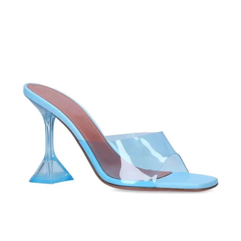 best 2023 Star style Transparent PVC Crystal Clear Heeled Women Slippers Fashion High heels Female Mules Slides Summer Sandals Shoes shop online at M2K Trends for