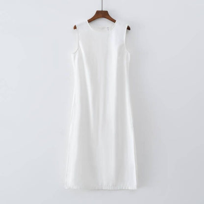 best 2023 Summer Women Solid White Sleeveless Fashion Dress Split Tank Dress beach 0 shop online at M2K Trends for