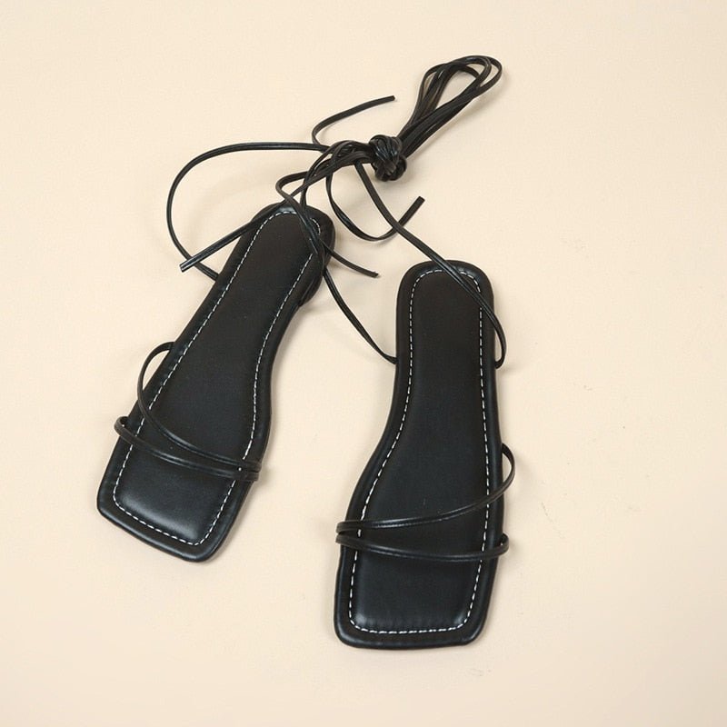 best 2023NEW Summer Women&#39;s Shoes Fashion Open Toe Flat Sandals Sexy Solid Color Lace Up Women&#39;s Shoes Plus Size 42 0 shop online at M2K Trends for