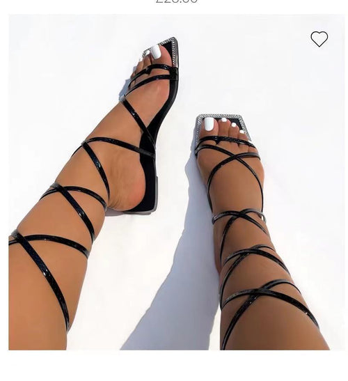 best 2023NEW Summer Women's Shoes Fashion Open Toe Flat Sandals Sexy Solid Color Lace Up Women's Shoes Plus Size 42 0 shop online at M2K Trends for