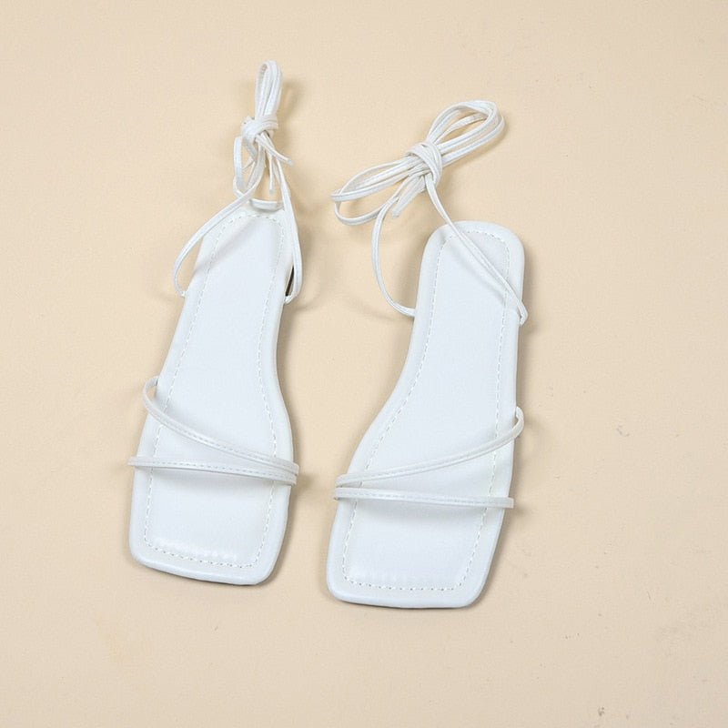 best 2023NEW Summer Women&#39;s Shoes Fashion Open Toe Flat Sandals Sexy Solid Color Lace Up Women&#39;s Shoes Plus Size 42 0 shop online at M2K Trends for