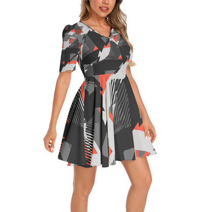 best 2024 Short Sleeve Ruched Bust Flared Hem Dress Dress shop online at M2K Trends for Women