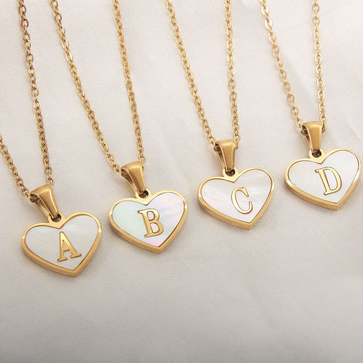 best 26 Letter Heart-shaped Necklace White Shell Love Clavicle Chain Fashion Personalized Necklace For Women Jewelry Valentine's Day neckless shop online at M2K Trends for neckless