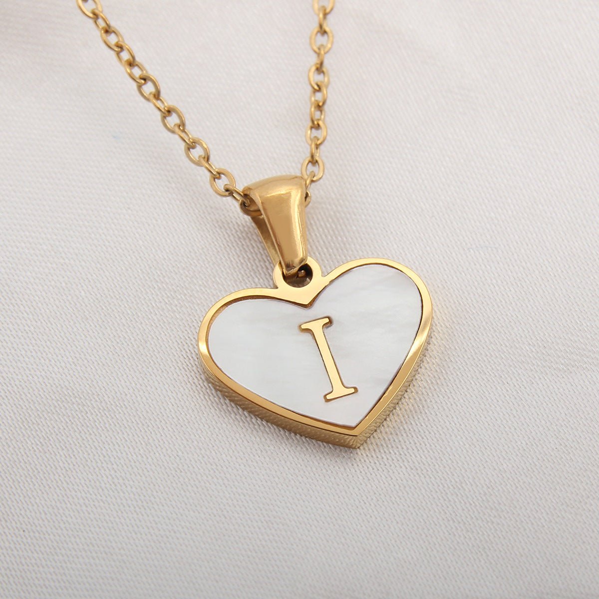 best 26 Letter Heart-shaped Necklace White Shell Love Clavicle Chain Fashion Personalized Necklace For Women Jewelry Valentine's Day neckless shop online at M2K Trends for neckless