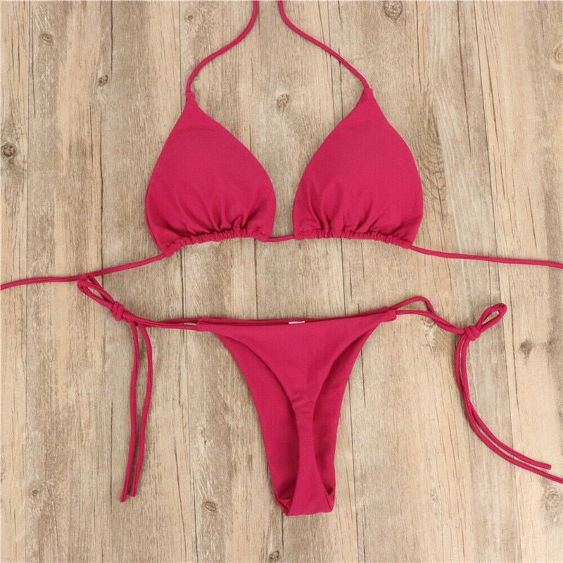 best 2pcs Sexy Women Summer Swimwear Bikini Set Bra Tie Side G-String Thong Beach e Suit Swimsuit Bathing Suit Swimming Suit 0 shop online at M2K Trends for