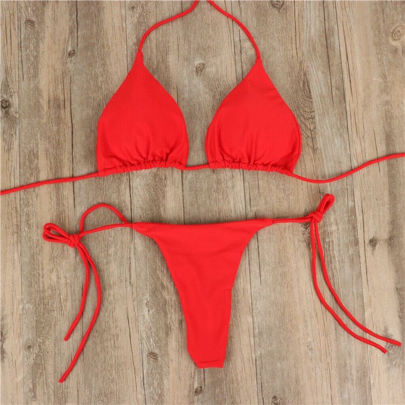 best 2pcs Sexy Women Summer Swimwear Bikini Set Bra Tie Side G-String Thong Beach e Suit Swimsuit Bathing Suit Swimming Suit 0 shop online at M2K Trends for