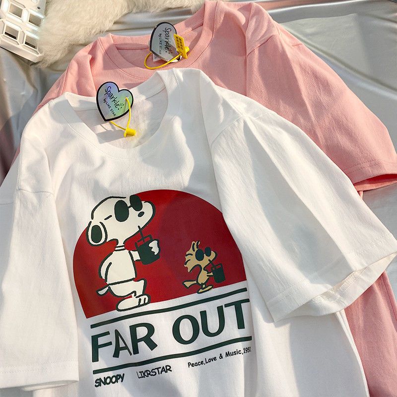 best 3 Styles Snoopy Sunglasses 100% Cotton T-Shirt Short-Sleeved Loose Tide Retro Body Shirts S-4Xl Anime Plush for Couples Dress 0 shop online at M2K Trends for