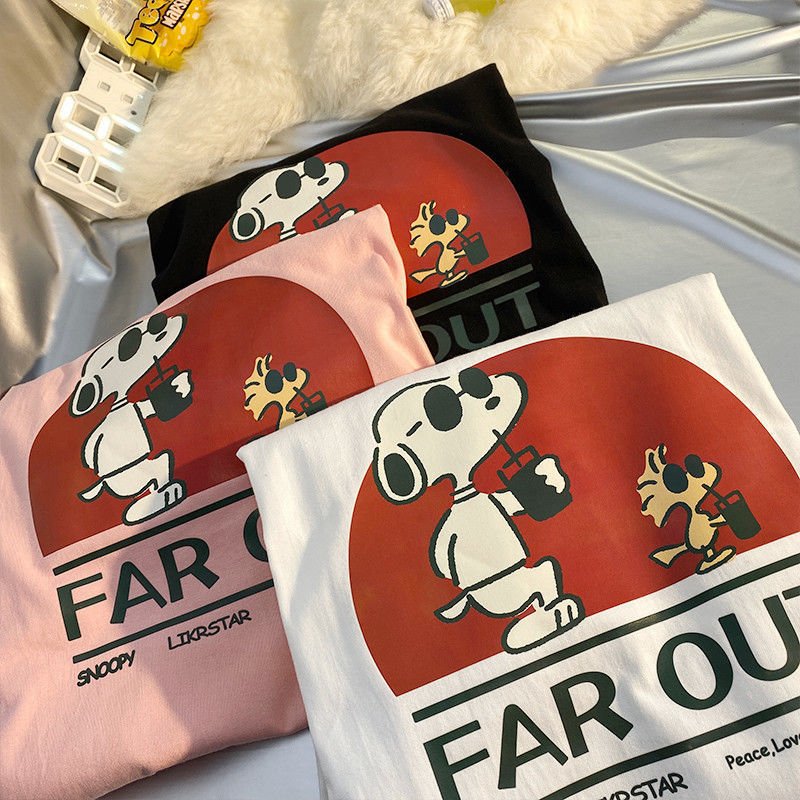 best 3 Styles Snoopy Sunglasses 100% Cotton T-Shirt Short-Sleeved Loose Tide Retro Body Shirts S-4Xl Anime Plush for Couples Dress 0 shop online at M2K Trends for