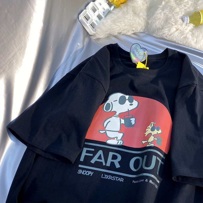 best 3 Styles Snoopy Sunglasses 100% Cotton T-Shirt Short-Sleeved Loose Tide Retro Body Shirts S-4Xl Anime Plush for Couples Dress 0 shop online at M2K Trends for