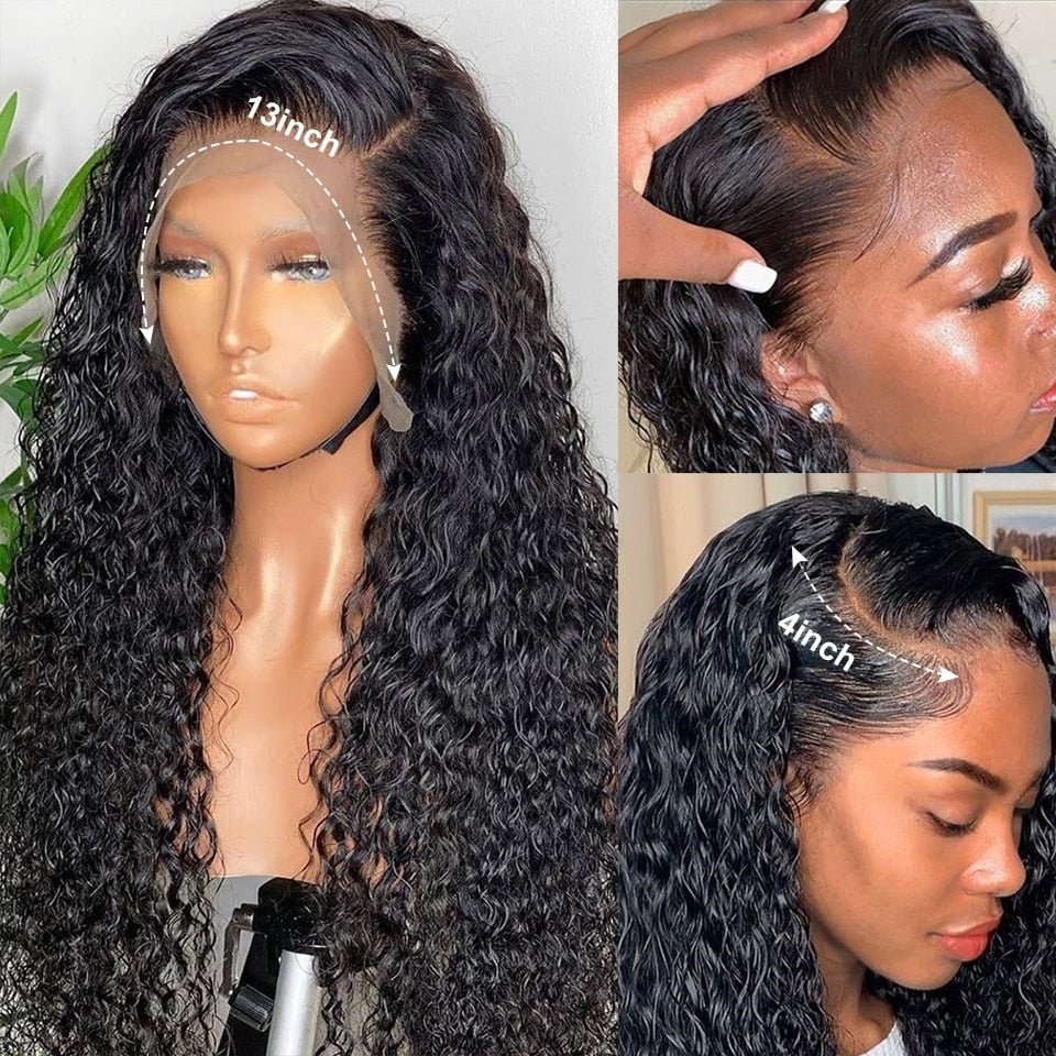 best 30 40 Inch Deep Wave Frontal Wig Human Hair 13x4 Curly Lace Front Wig Full Transparent HD Lace Water Wigs 180 Density Brazilian 0 shop online at M2K Trends for