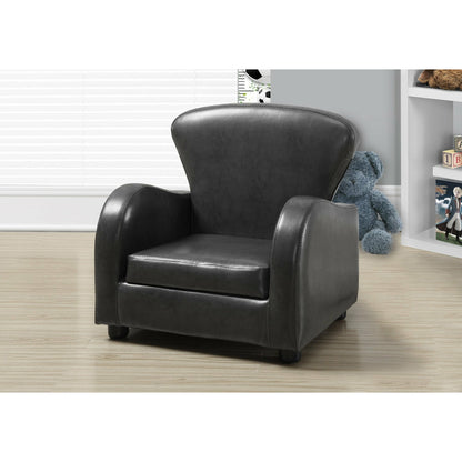 best 20" Charcoal Grey Leather Look and Solid Wood Foam Chair Furniture shop online at M2K Trends for furniture