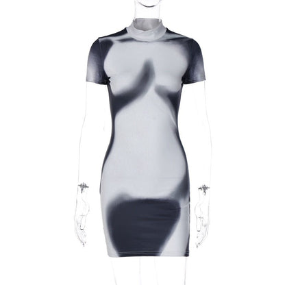 best 3D Body Print Bodycon Mini Dress Night Club Outfit Tight Short Summer Dress Women 2023 Trendy Y2K Two Piece Dress Sets 0 shop online at M2K Trends for