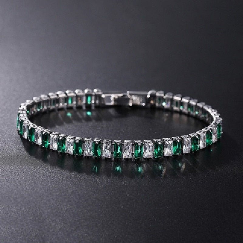 best 4mm Cubic Zirconia Green Tennis Bracelet Chain Bracelets For Women Men Gold Silver Color Hand Chain CZ Chain Homme Jewelry 0 shop online at M2K Trends for