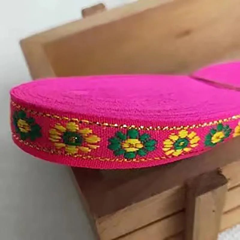 best 7 Yards 12MM Vintage Ethnic Embroidery Lace Ribbon Boho Jacquard Lace Trim DIY Clothes Bag Accessories Embroidered Fabric shop online at M2K Trends for