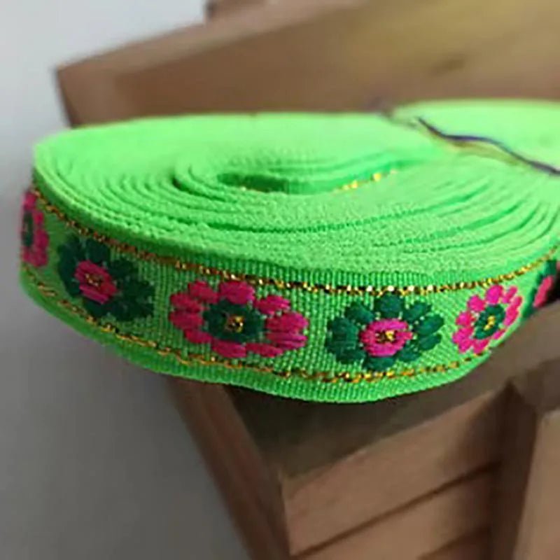 best 7 Yards 12MM Vintage Ethnic Embroidery Lace Ribbon Boho Jacquard Lace Trim DIY Clothes Bag Accessories Embroidered Fabric shop online at M2K Trends for
