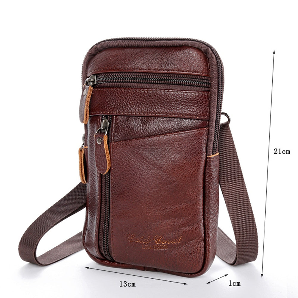 Men's Genuine Leather Waist Packs Phone Pouch Bags Waist Bag Male Small Chest Shoulder Belt Bag 2021 Designer Crossbody Bags