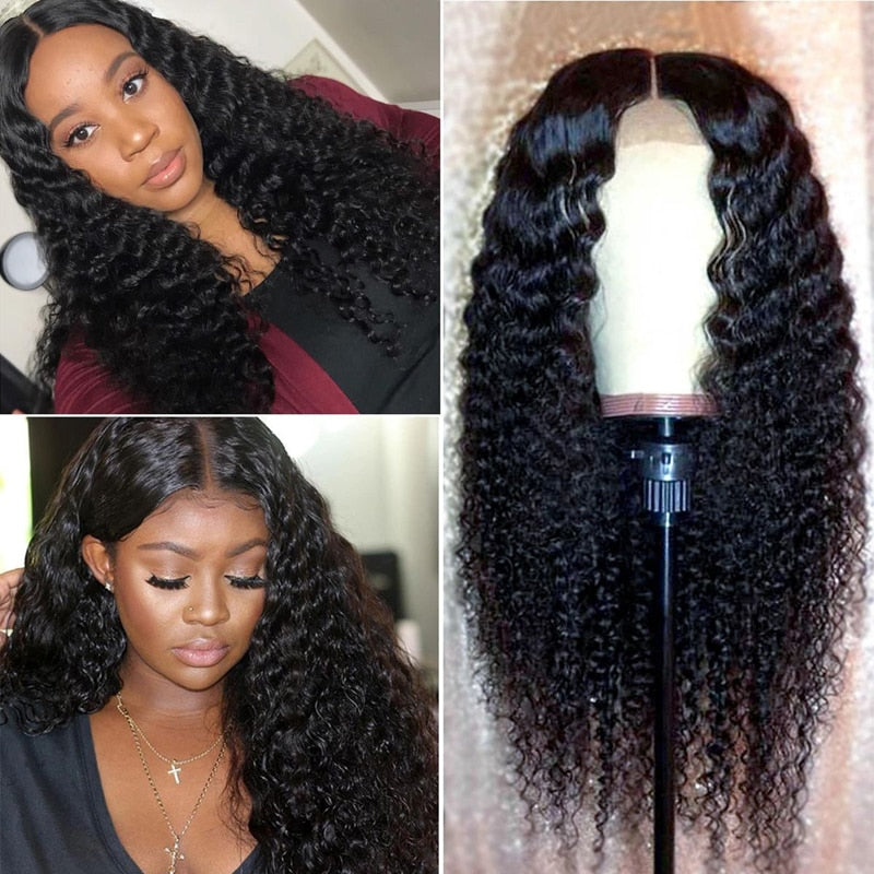 SVT Indian Deep Curly Lace Front Wig Human Hair Wigs For Black Women Deep Wave 4x4 Closure Wig Glueless Curly Lace Frontal Wig