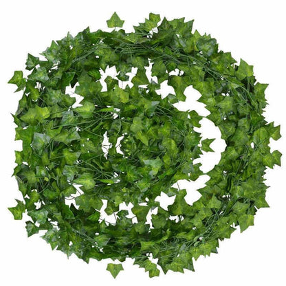 12pcs 2M Ivy Green Fake Leaves Garland Plant Vine Foliage Home Decor Plastic Rattan String Wall Decoration Artificial Plants