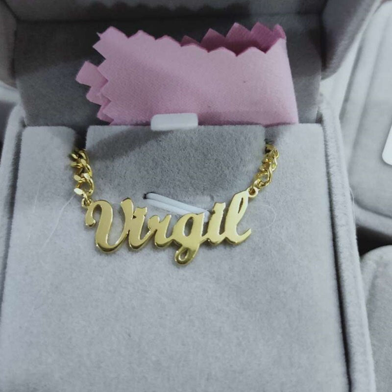 Collares de nombre personalizados para mujeres y hombres, joyería Punk con placa de identificación, cadena curva de acero inoxidable, collar con letras personalizadas
