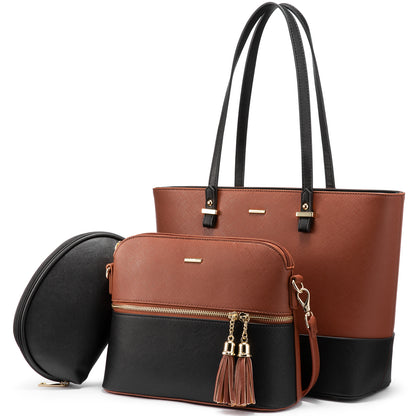 best LOVEVOOK 2022 Brand Designer PU Leather Ladies Shoulder Hand bag 3 pcs Luxury Purse and Handbags Set Large Cute Women Tote Bags shop online at M2K Trends for