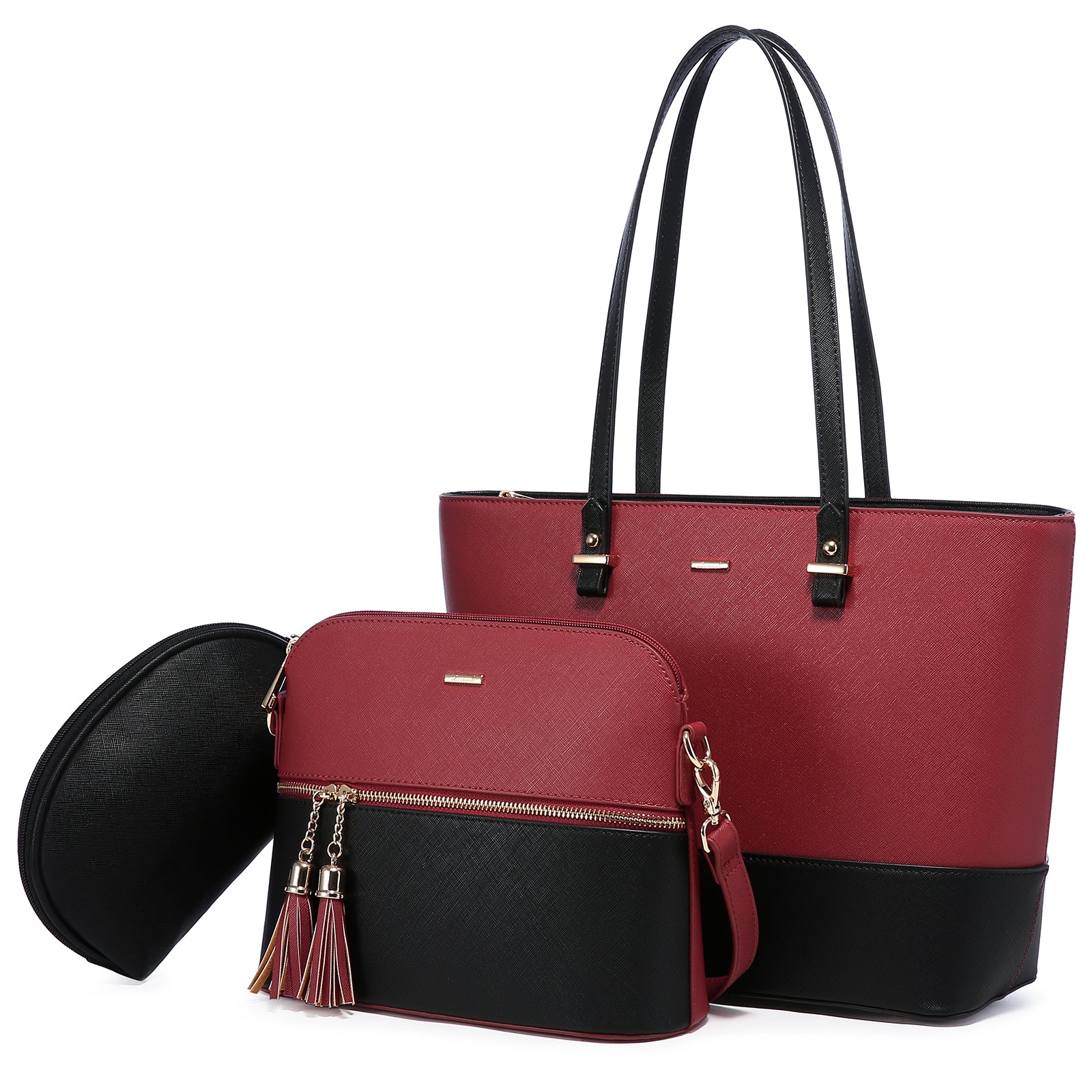 best LOVEVOOK 2022 Brand Designer PU Leather Ladies Shoulder Hand bag 3 pcs Luxury Purse and Handbags Set Large Cute Women Tote Bags shop online at M2K Trends for