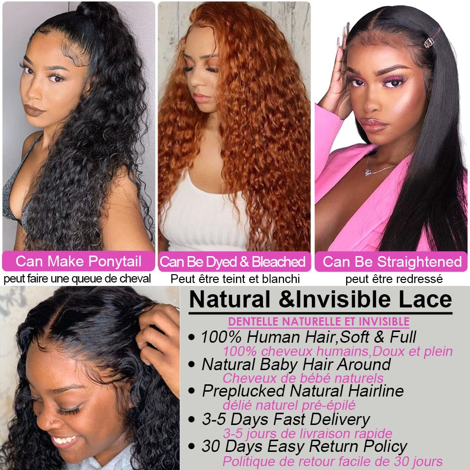 SVT Indian Deep Curly Lace Front Wig Human Hair Wigs For Black Women Deep Wave 4x4 Closure Wig Glueless Curly Lace Frontal Wig