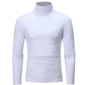 Fashion Men's Casual Slim Fit Basic Turtleneck High Collar Pullover Male Autumn Spring Thin Tops Basic Bottoming Plain T-shirt