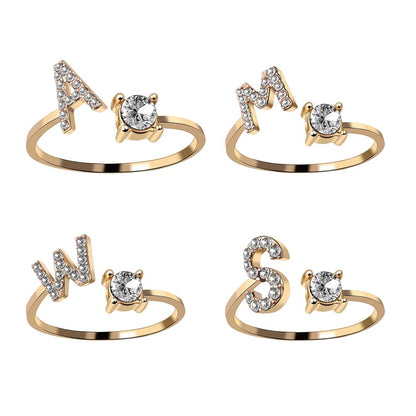 best A-Z Letter Adjustable Opening Rings For Women Couple Alphabet Name Men Initials Ring Men Wedding Finger Jewelry anillos mujer Jewelry & Watches shop online at M2K Trends for Fashion Jewelry