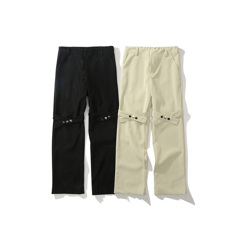 best ActionHip-hop Button Straps Striped Casual Ins Drape Trousers 0 shop online at M2K Trends for