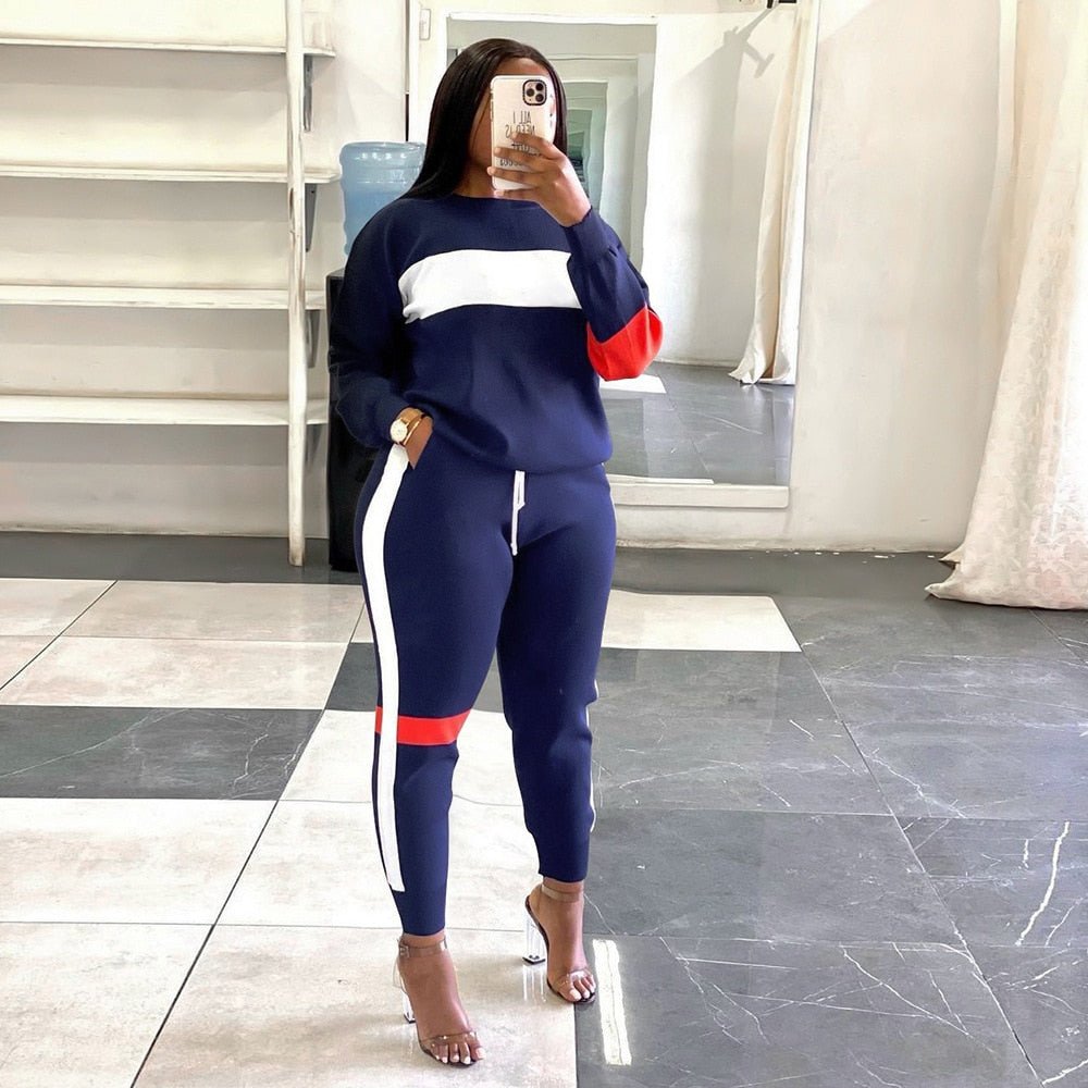 best Active Two 2 Pieces Set for Women Fall Winter Fitness Outfit Pullover Sweatshirt + Jogger Pants Sporty Street Tracksuit Active Two 2 Pieces Set for Women shop online at M2K Trends for