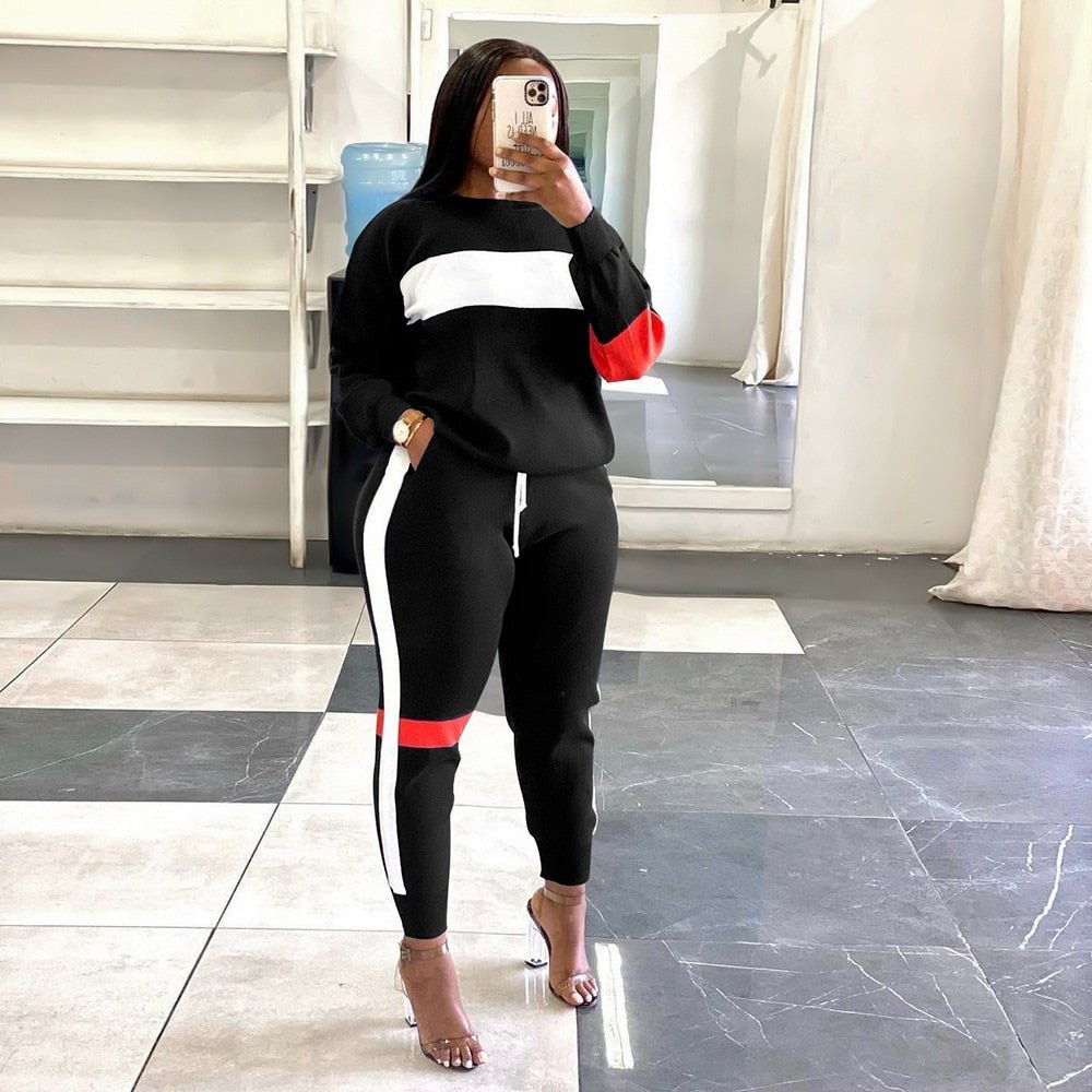 best Active Two 2 Pieces Set for Women Fall Winter Fitness Outfit Pullover Sweatshirt + Jogger Pants Sporty Street Tracksuit Active Two 2 Pieces Set for Women shop online at M2K Trends for