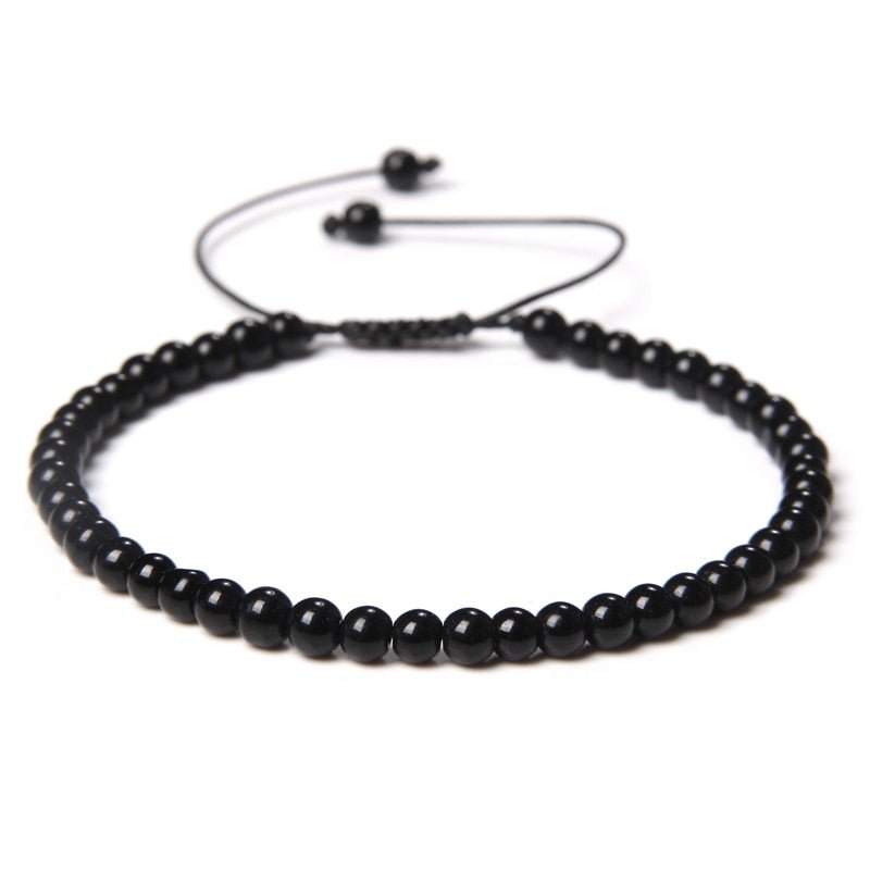 best Adjustable 4MM Stone Beads Bracelet For Women Natural Agates Bangles Onyx Lapis Lazuli Woven Bracelet For New Year Gift Jewelry 0 shop online at M2K Trends for
