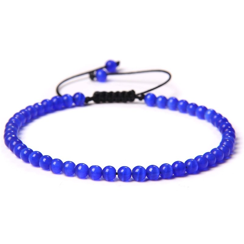 best Adjustable 4MM Stone Beads Bracelet For Women Natural Agates Bangles Onyx Lapis Lazuli Woven Bracelet For New Year Gift Jewelry 0 shop online at M2K Trends for